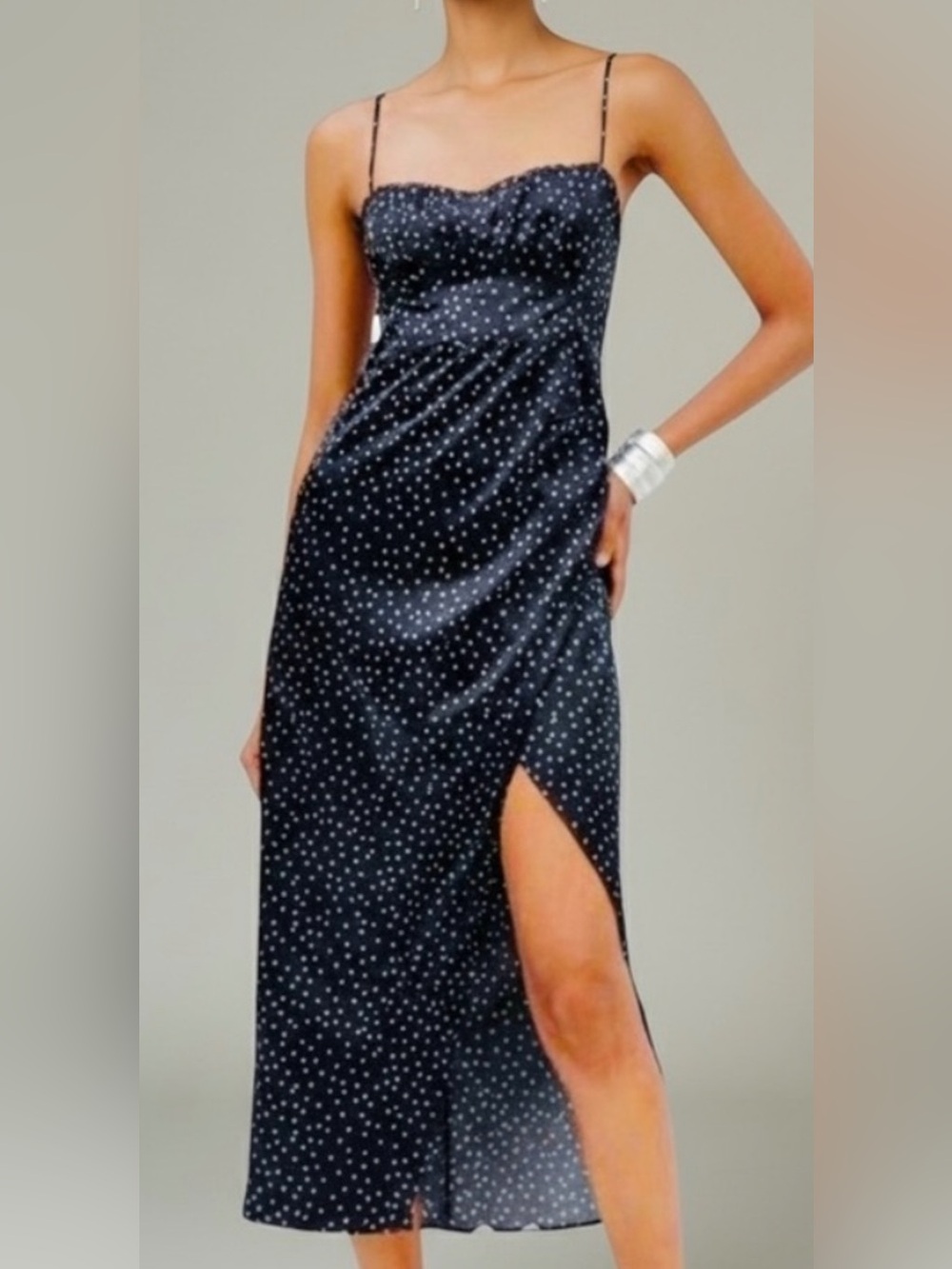 Zara Women’s Dotted Corset Black & White Midi Polka Dot Dress. Size L. SKU 337